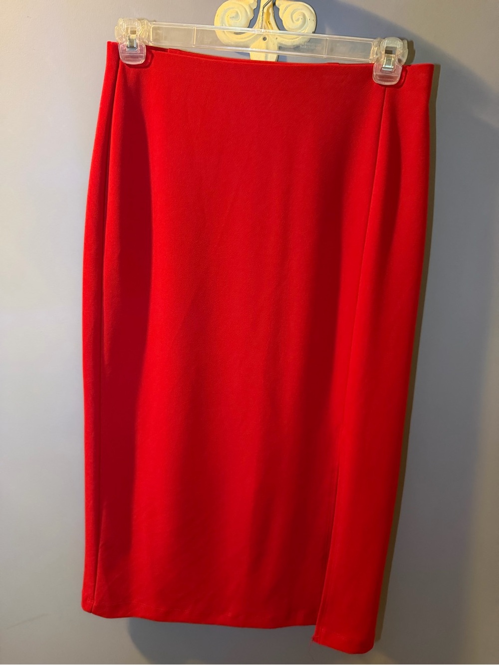 New York Clothing Co Women's Red Pencil Skirt - Sleek Professional Style